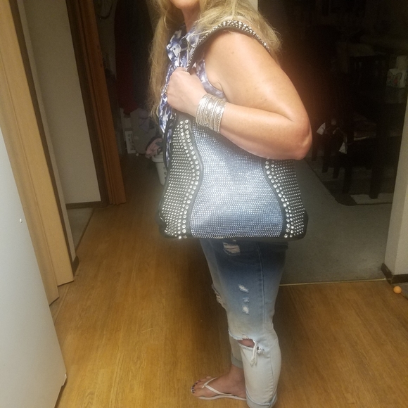 BRILLIANT BLUE RHINESTONE HOBO - Picture 10 of 12